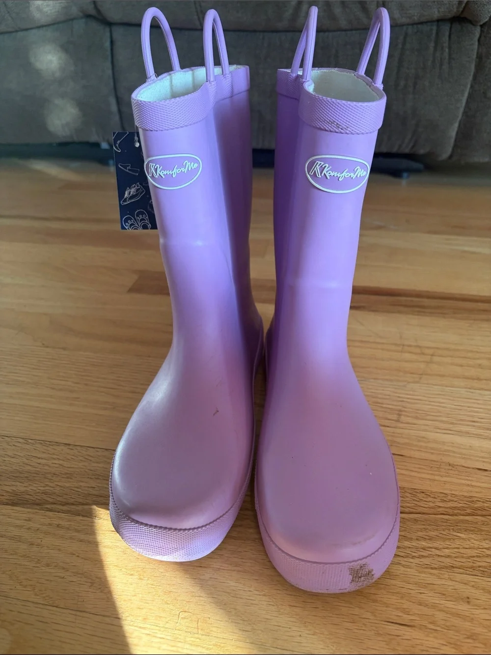 Kids Purple Rain Boots with Easy Pull Handles